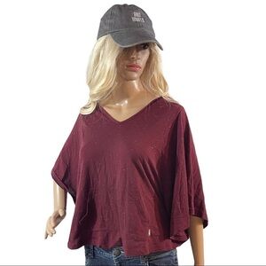 ROXY Burgundy cropped hoodie/poncho